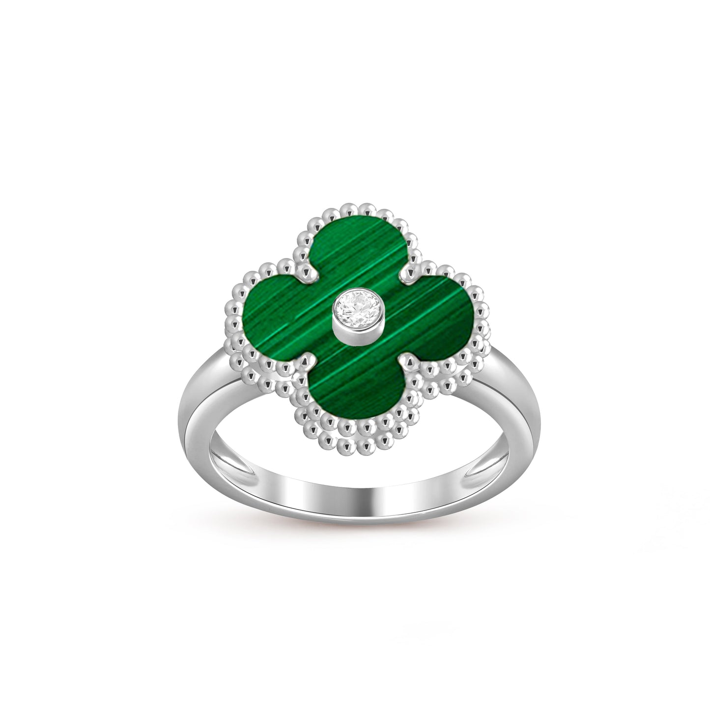 [Loran]LUCKY CLOVER DIAMOND-ACCENT WHITE GOLD RING COLLECTION