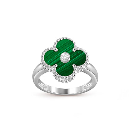 [Loran]LUCKY CLOVER DIAMOND-ACCENT WHITE GOLD RING COLLECTION