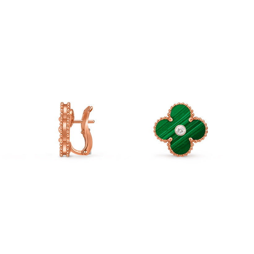 [Loran]15MM CLOVER FLOWER STUD EARRINGS DIAMOND-ROSE GOLD COLLECTION