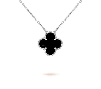 [Loran]15MM CLOVER FLOWER PENDANT NECKLACE WHITE GOLD COLLECTION