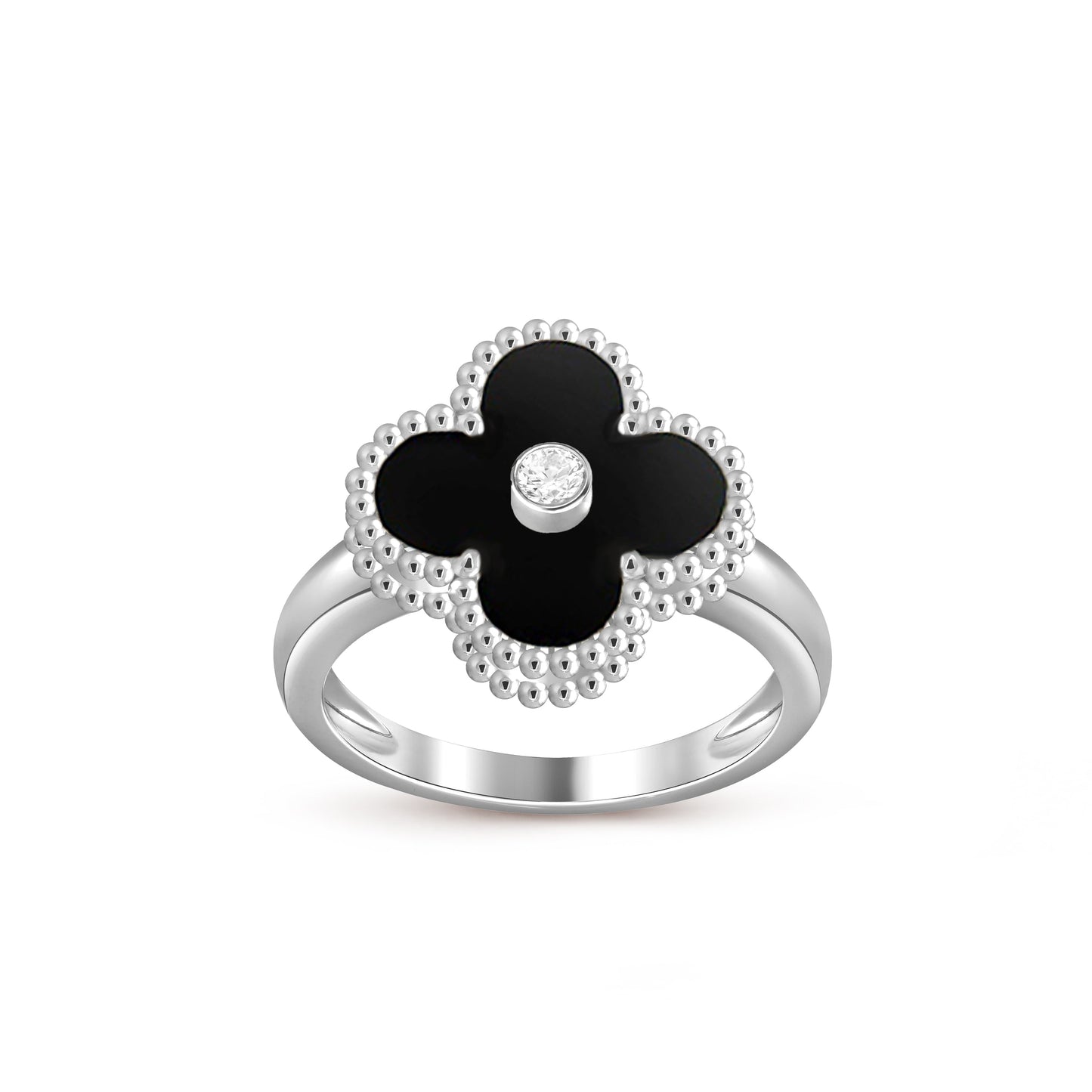 [Loran]LUCKY CLOVER DIAMOND-ACCENT WHITE GOLD RING COLLECTION