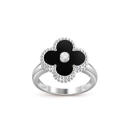 [Loran]LUCKY CLOVER DIAMOND-ACCENT WHITE GOLD RING COLLECTION