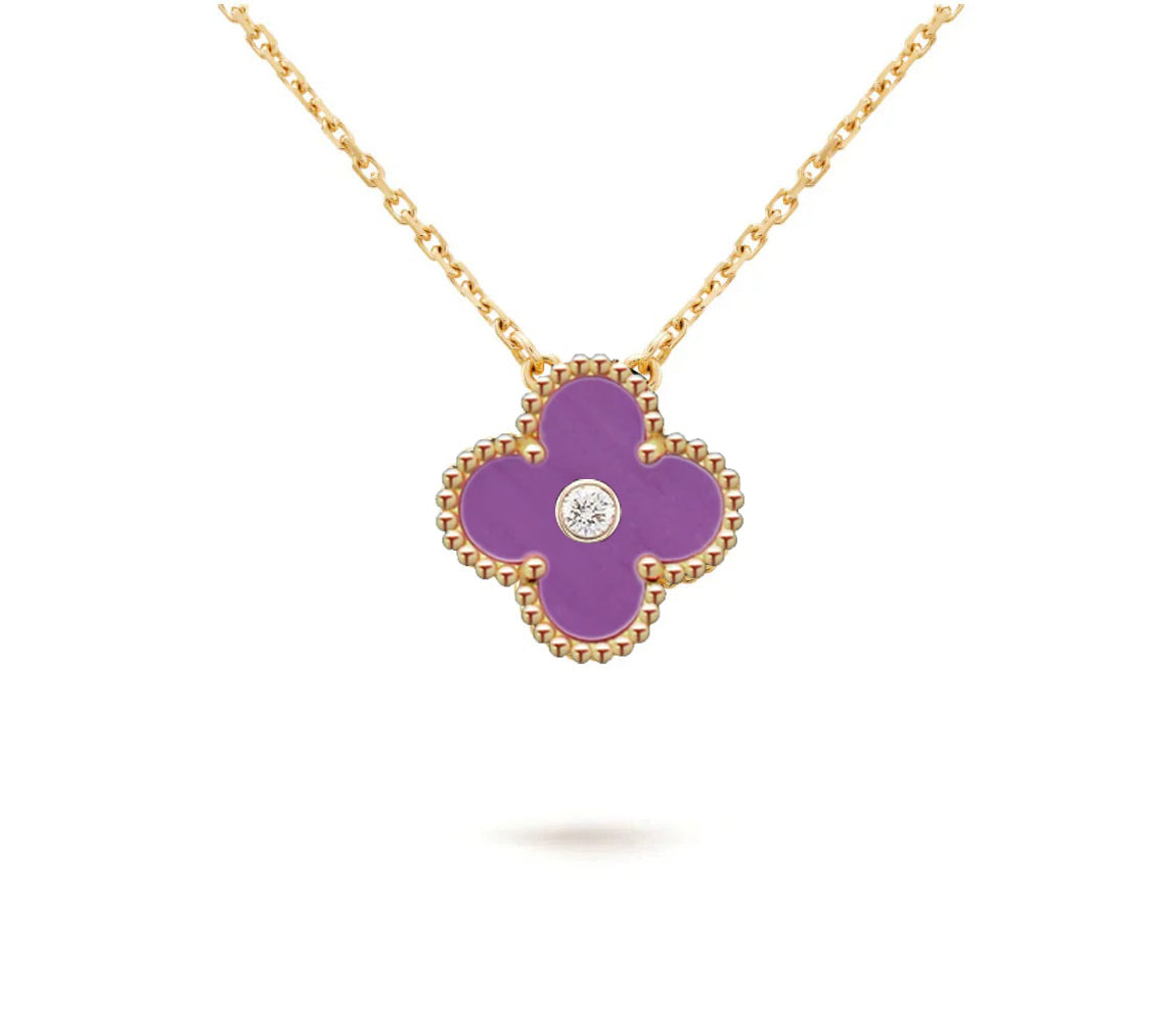 [Loran]15MM CLOVER FLOWER DIAMOND PENDANT NECKLACE COLLECTION