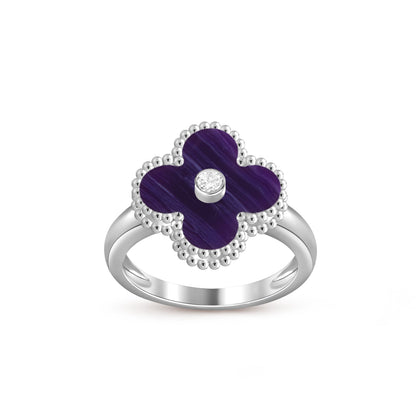 [Loran]LUCKY CLOVER DIAMOND-ACCENT WHITE GOLD RING COLLECTION