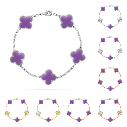 [Loran]LUCKY CLOVER 5-MOTIF BRACELET - LAVENDER COLLECTION