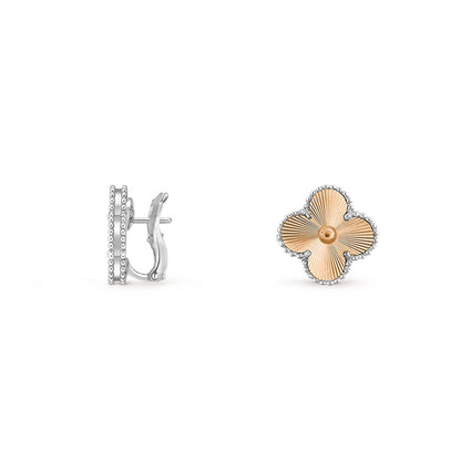 [Loran]15MM CLOVER FLOWER STUD EARRINGS WHITE GOLD COLLECTION