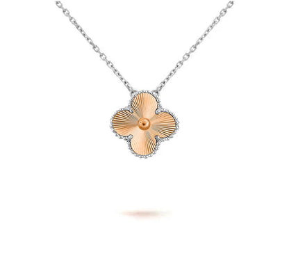 [Loran]15MM CLOVER FLOWER PENDANT NECKLACE WHITE GOLD COLLECTION
