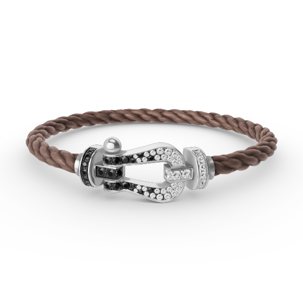 [Loran]FORCE LARGE HORSESHOE BLACK & WHITE DIAMOND BRACELET - WHITE GOLD