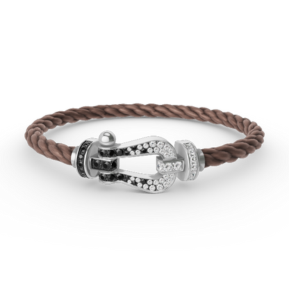 [Loran]FORCE LARGE HORSESHOE BLACK & WHITE DIAMOND BRACELET - WHITE GOLD
