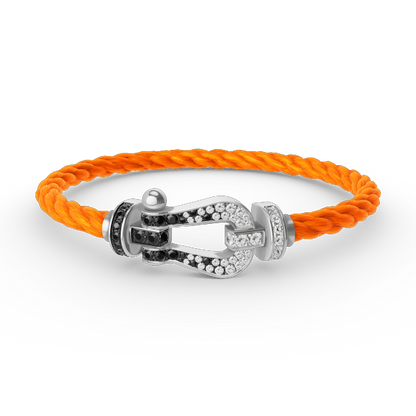 [Loran]FORCE LARGE HORSESHOE BLACK & WHITE DIAMOND BRACELET - WHITE GOLD