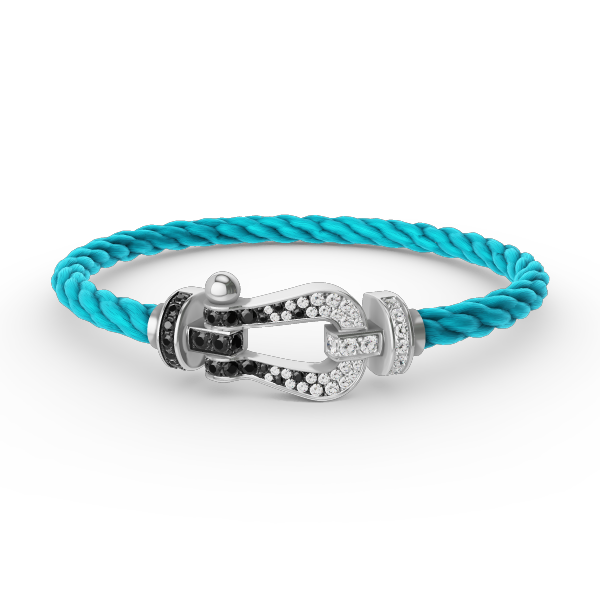 [Loran]FORCE LARGE HORSESHOE BLACK & WHITE DIAMOND BRACELET - WHITE GOLD