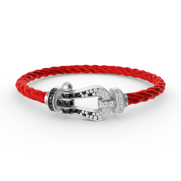 [Loran]FORCE LARGE HORSESHOE BLACK & WHITE DIAMOND BRACELET - WHITE GOLD