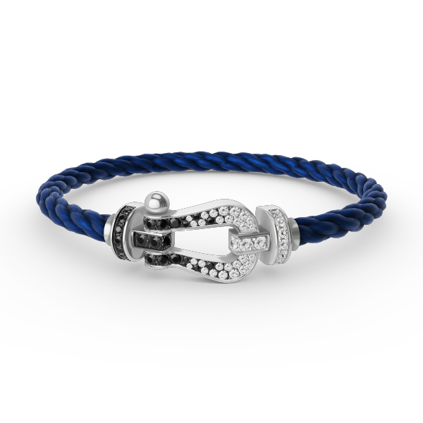 [Loran]FORCE LARGE HORSESHOE BLACK & WHITE DIAMOND BRACELET - WHITE GOLD
