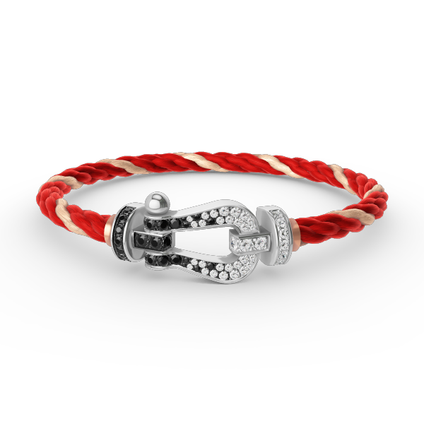 [Loran]FORCE LARGE HORSESHOE BLACK & WHITE DIAMOND BRACELET - WHITE GOLD
