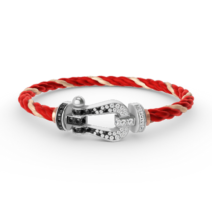 [Loran]FORCE LARGE HORSESHOE BLACK & WHITE DIAMOND BRACELET - WHITE GOLD