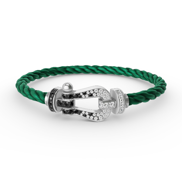 [Loran]FORCE LARGE HORSESHOE BLACK & WHITE DIAMOND BRACELET - WHITE GOLD