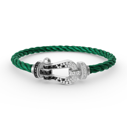 [Loran]FORCE LARGE HORSESHOE BLACK & WHITE DIAMOND BRACELET - WHITE GOLD
