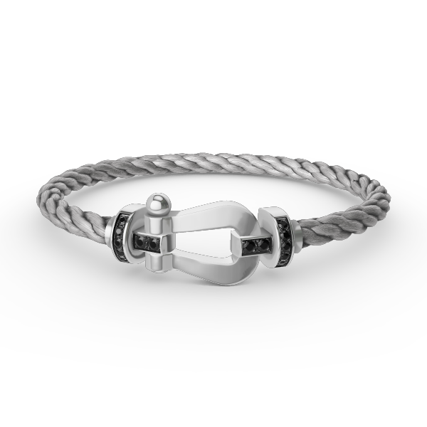 [Loran]FORCE LARGE HORSESHOE BLACK DIAMOND BRACELET - WHITE GOLD