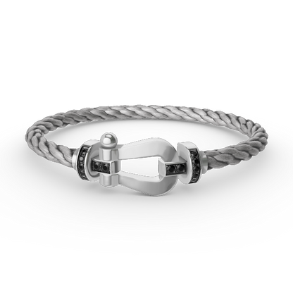 [Loran]FORCE LARGE HORSESHOE BLACK DIAMOND BRACELET - WHITE GOLD