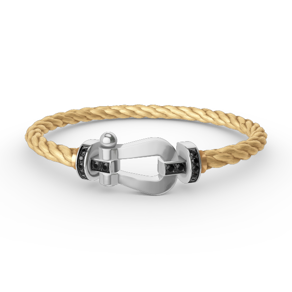 [Loran]FORCE LARGE HORSESHOE BLACK DIAMOND BRACELET - WHITE GOLD
