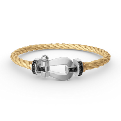 [Loran]FORCE LARGE HORSESHOE BLACK DIAMOND BRACELET - WHITE GOLD