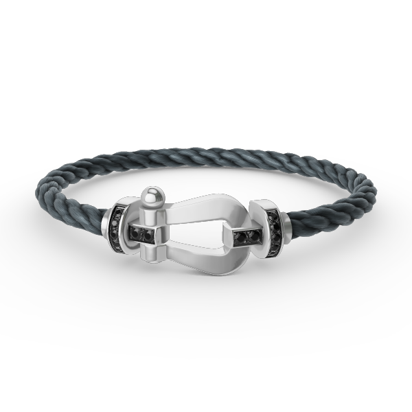 [Loran]FORCE LARGE HORSESHOE BLACK DIAMOND BRACELET - WHITE GOLD