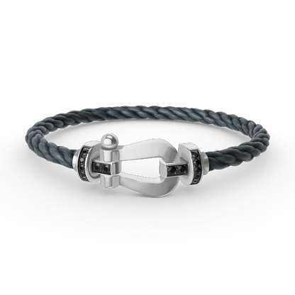[Loran]FORCE LARGE HORSESHOE BLACK DIAMOND BRACELET - WHITE GOLD