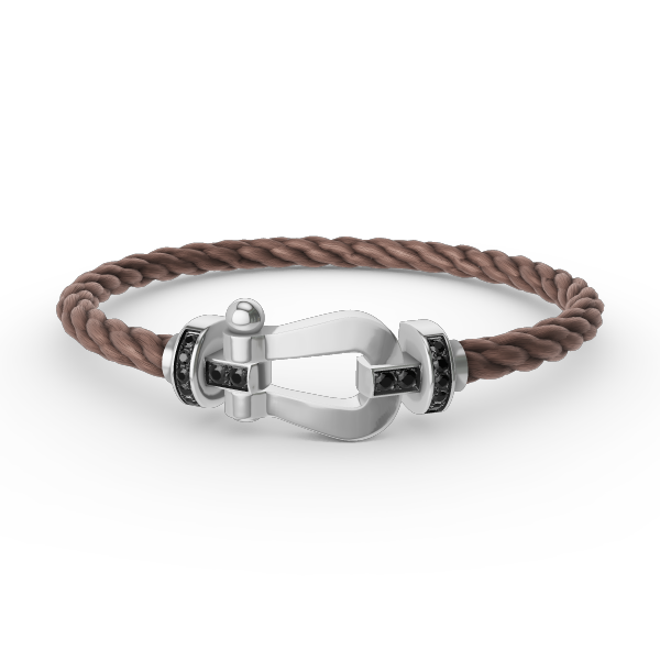 [Loran]FORCE LARGE HORSESHOE BLACK DIAMOND BRACELET - WHITE GOLD