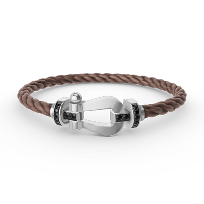[Loran]FORCE LARGE HORSESHOE BLACK DIAMOND BRACELET - WHITE GOLD