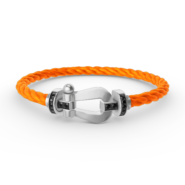 [Loran]FORCE LARGE HORSESHOE BLACK DIAMOND BRACELET - WHITE GOLD