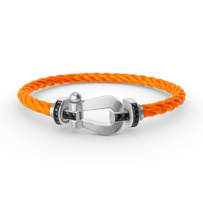 [Loran]FORCE LARGE HORSESHOE BLACK DIAMOND BRACELET - WHITE GOLD