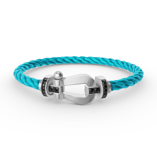 [Loran]FORCE LARGE HORSESHOE BLACK DIAMOND BRACELET - WHITE GOLD