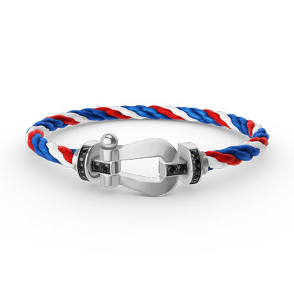 [Loran]FORCE LARGE HORSESHOE BLACK DIAMOND BRACELET - WHITE GOLD