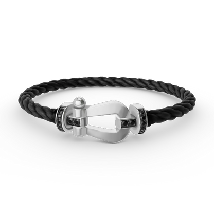 [Loran]FORCE LARGE HORSESHOE BLACK DIAMOND BRACELET - WHITE GOLD