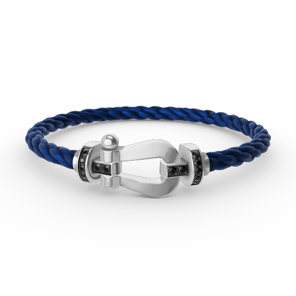 [Loran]FORCE LARGE HORSESHOE BLACK DIAMOND BRACELET - WHITE GOLD