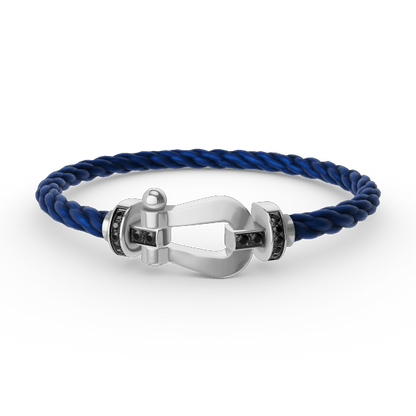 [Loran]FORCE LARGE HORSESHOE BLACK DIAMOND BRACELET - WHITE GOLD