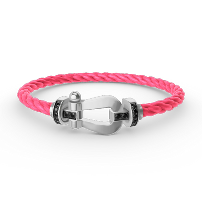 [Loran]FORCE LARGE HORSESHOE BLACK DIAMOND BRACELET - WHITE GOLD