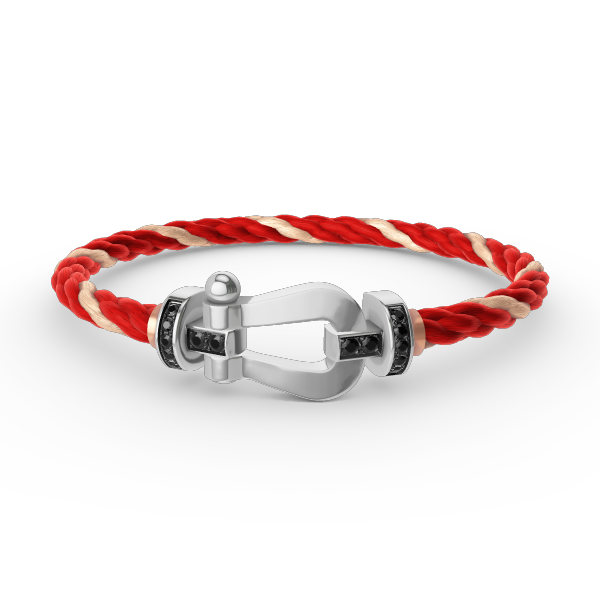 [Loran]FORCE LARGE HORSESHOE BLACK DIAMOND BRACELET - WHITE GOLD