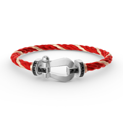 [Loran]FORCE LARGE HORSESHOE BLACK DIAMOND BRACELET - WHITE GOLD