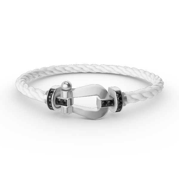 [Loran]FORCE LARGE HORSESHOE BLACK DIAMOND BRACELET - WHITE GOLD