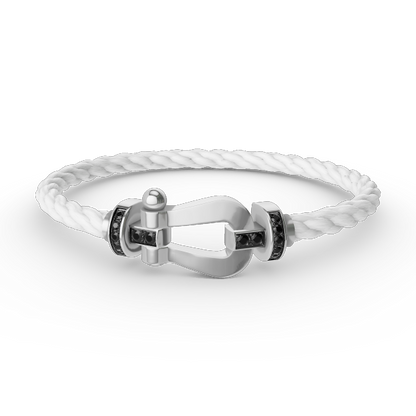 [Loran]FORCE LARGE HORSESHOE BLACK DIAMOND BRACELET - WHITE GOLD