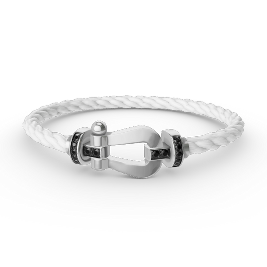 [Loran]FORCE LARGE HORSESHOE BLACK DIAMOND BRACELET - WHITE GOLD