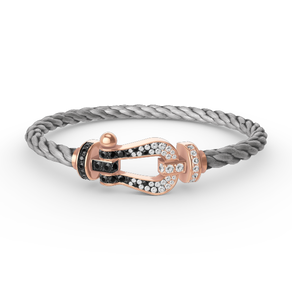 [Loran]FORCE LARGE HORSESHOE BLACK & WHITE DIAMOND BRACELET - ROSE GOLD