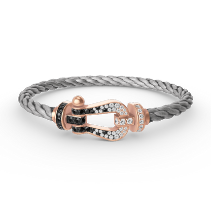 [Loran]FORCE LARGE HORSESHOE BLACK & WHITE DIAMOND BRACELET - ROSE GOLD