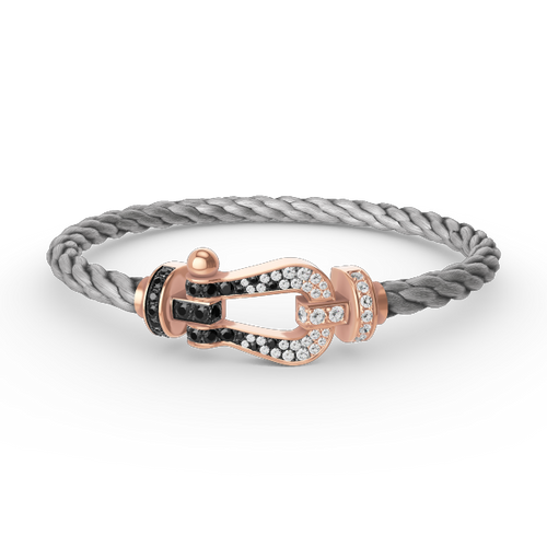 [Loran]FORCE LARGE HORSESHOE BLACK & WHITE DIAMOND BRACELET - ROSE GOLD
