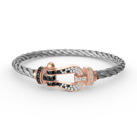 [Loran]FORCE LARGE HORSESHOE BLACK & WHITE DIAMOND BRACELET - ROSE GOLD