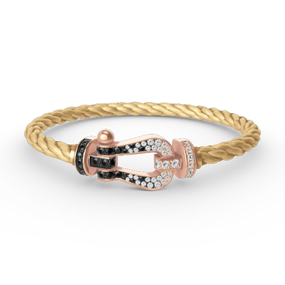 [Loran]FORCE LARGE HORSESHOE BLACK & WHITE DIAMOND BRACELET - ROSE GOLD