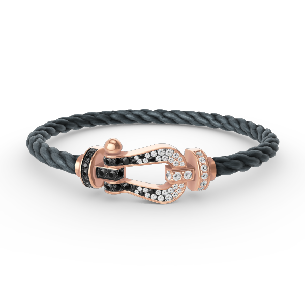 [Loran]FORCE LARGE HORSESHOE BLACK & WHITE DIAMOND BRACELET - ROSE GOLD