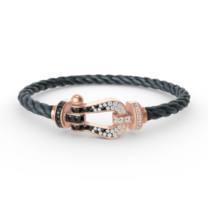 [Loran]FORCE LARGE HORSESHOE BLACK & WHITE DIAMOND BRACELET - ROSE GOLD