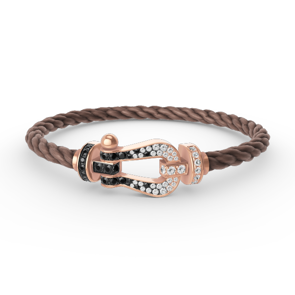 [Loran]FORCE LARGE HORSESHOE BLACK & WHITE DIAMOND BRACELET - ROSE GOLD